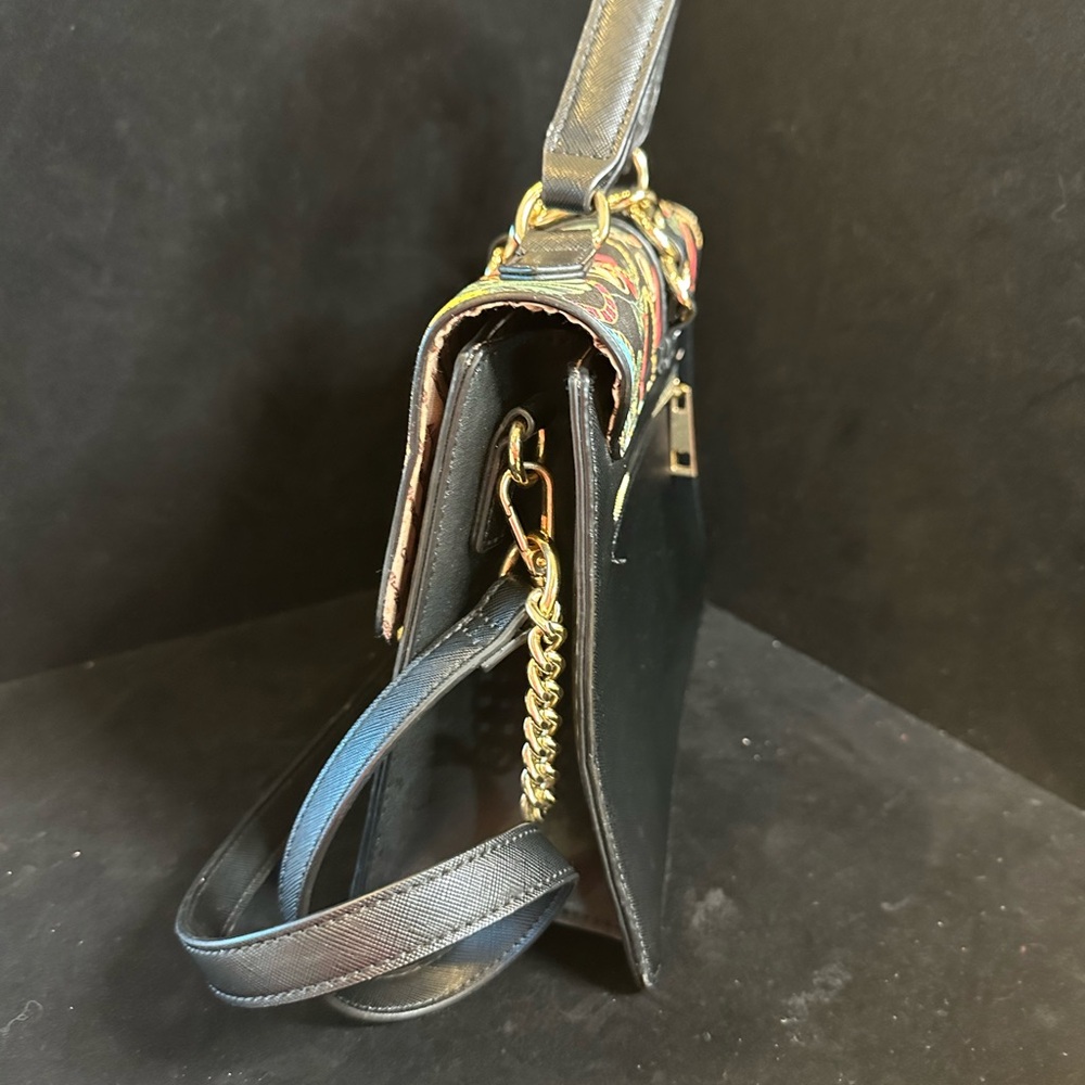Aldo Black and Multicolor Floral Satchel - Picture 10 of 14